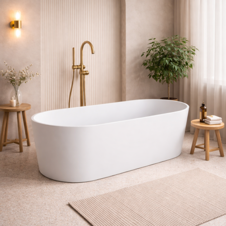 Cazi freestanding din compozit - Cada freestanding compozit, alb mat, 180x76 cm, Foglia Terra