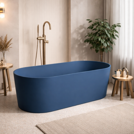 Cazi freestanding din compozit - Cada freestanding compozit, albastru mat, 180x76 cm, Foglia Terra