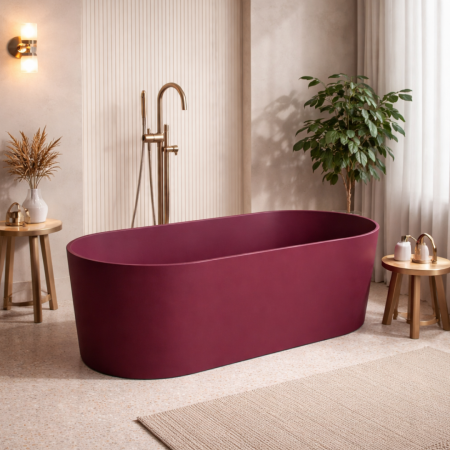 Cazi freestanding din compozit - Cada freestanding compozit, burgundy mat, 180x76 cm, Foglia Terra