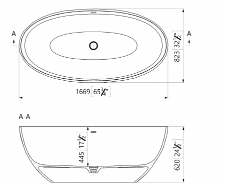 Cada freestanding burgundy, compozit 3D, ovala 167 x 82 cm, Foglia Ovale [6]