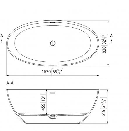 Cada freestanding compozit Marmite Lima, 167 x 83 cm, ovala, alb lucios [2]