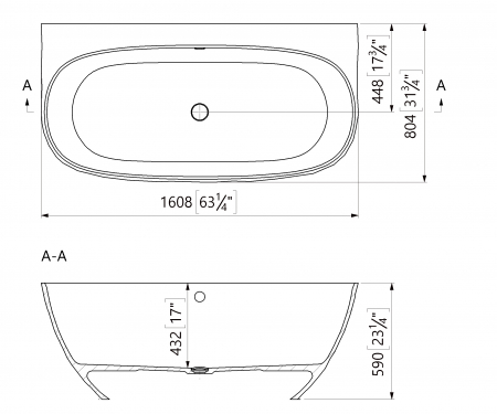 Cada freestanding compozit, 160 x 80 cm, lipita de perete, model  3D, alb lucios Foglia Linea [5]