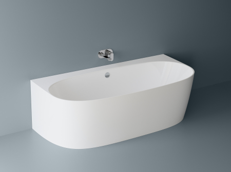 Cazi de baie freestanding - Cada freestanding compozit Marmite Como, 180 x 86 cm, lipita de perete, alb lucios
