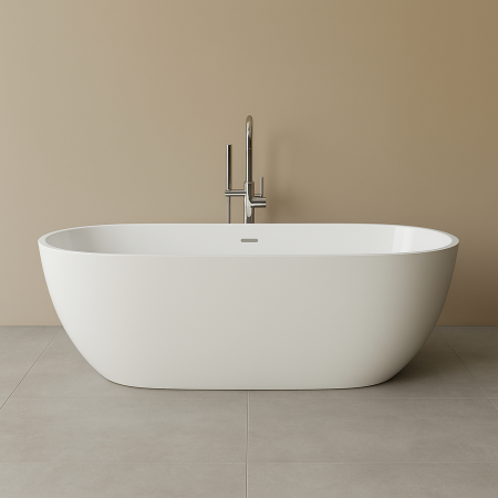 Cada freestanding compozit 180 x 81 cm, ovala, alb lucios, Foglia Shape [1]