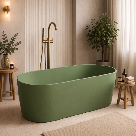 Cazi freestanding din compozit - Cada freestanding compozit, verde mat, 180x76 cm, Foglia Terra