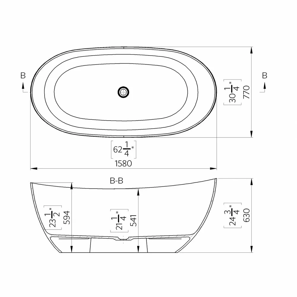 Cada freestanding, din compozit, 158x77 cm, fara preaplin,  Marmite Colmar [3]