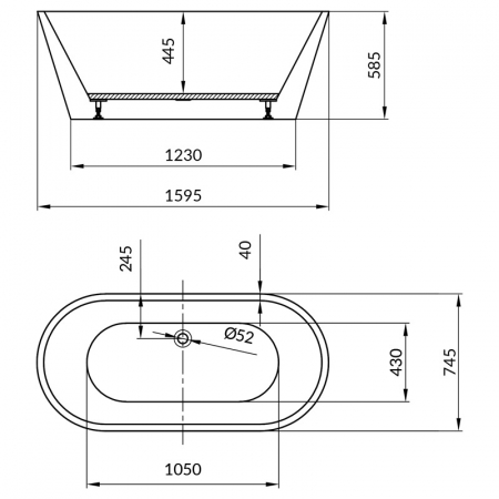 Cada Freestanding ovala 160x75 cm, Cersanit, Crea [3]