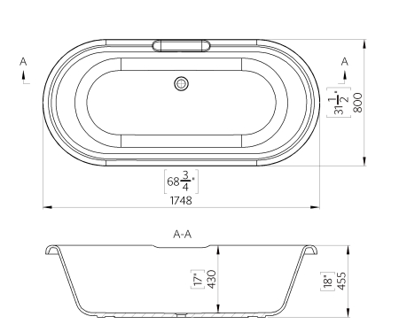 Cada freestanding ovala, compozit alb lucios, 175x79.3x45.5 cm Foglia Boem [2]