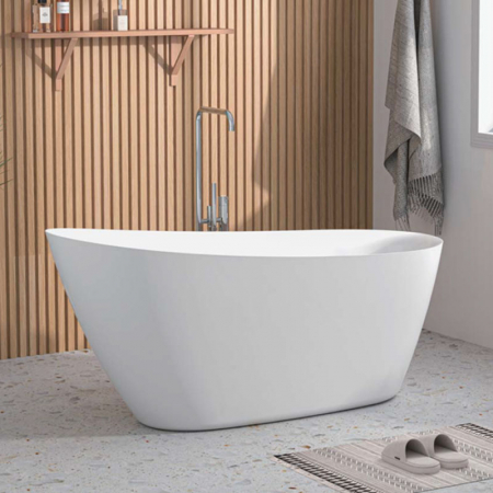 Cazi de baie freestanding - Cadă freestanding slim 167 cm, ovală cu instalație completă, alb lucios, Florida, Nikita