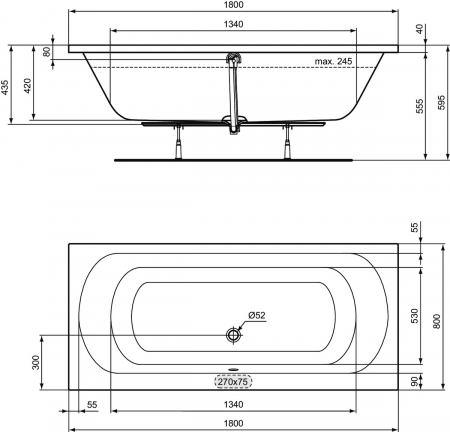 Cada baie incastrata Ideal Standard Simplicity, dreptunghiulara, 180x80 cm [3]