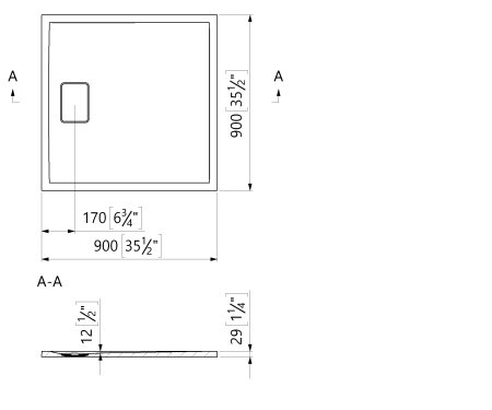 Cadita de dus gri ciment texturata slim din compozit 90x90 cm, efect piatra naturala, finisaj mat antiderapant [1]