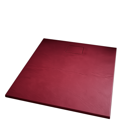 Cădiță de duș burgundy texturată slim din compozit 90x90 cm, efect piatră naturală, finisaj mat antiderapant [1]
