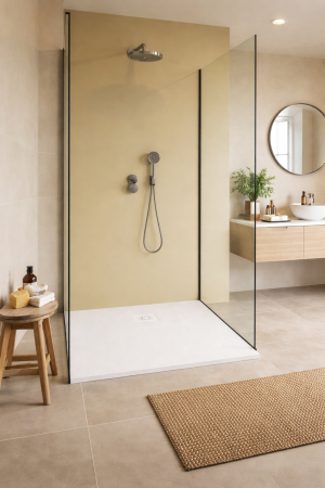 Cadite dus - Cadita de dus din compozit, alba, 120x90 cm, Foglia Texture