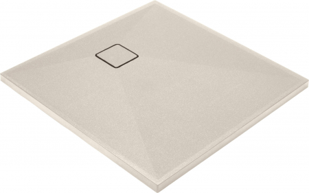 Baie - Cadita de dus patrata, din granit, slim, Bej, 80x80x3.6 cm, Deante Correo