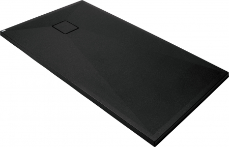 Baie - Cadita de dus dreptiunghiulara, din granit, slim, Neagra, 140x70x4.5 cm, Deante Correo