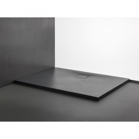 Baie - Cadita de dus dreptunghiulara, din marmura turnata, Antracit, 100x80x4 cm, KolpaSan Moonwalk