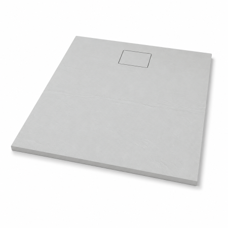 Cadita de dus gri ciment texturata slim din compozit 90x90 cm, efect piatra naturala, finisaj mat antiderapant