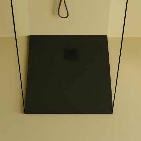 Cadita de dus patrata, din compozit, neagra, 90x90 cm, Foglia Square [0]