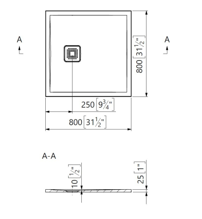 Cadita de dus patrata, din compozit, neagra, 80x80 cm, Foglia Square [3]