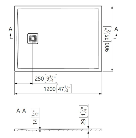 Cadita de dus din compozit, alba, 120x90 cm, Foglia Texture [2]