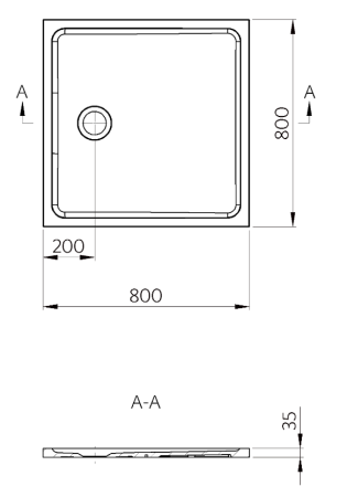 Cadita dus 80x80 cm din compozit, patrata, alba, Foglia Elysium [1]