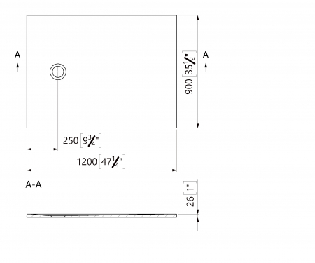 Cadita dus compozit Marmite Burgos 120x90 cm, dreptunghiulara, alb mat [2]