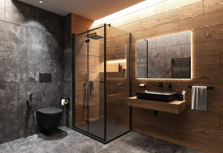 Cadita dus compozit slim neagra 120x80 cm Deante, Correo [3]