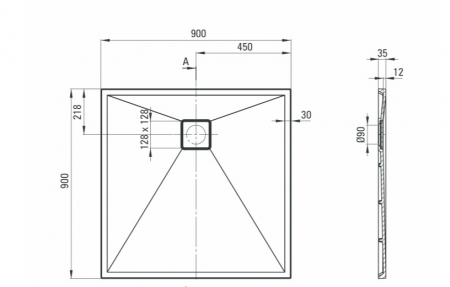 Cadita dus compozit slim patrata alba 90x90 cm Deante Correo Square [2]