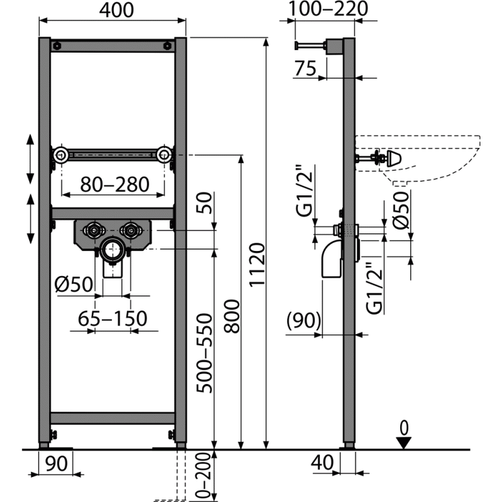 Cadru lavoar suspendat  Alcaplast [1]