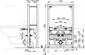 Cadru montaj pentru bideu Alcaplast 850 mm [1]
