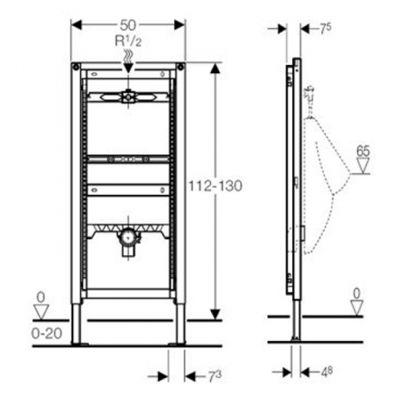 Cadru metalic pisoar suspendat Geberit, Duofix 112-130 cm universal [1]