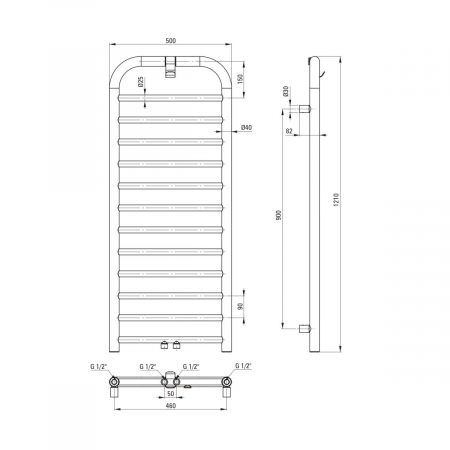 Calorifer de baie, scara, 121x50 cm, inox mat, Deante Silia [5]