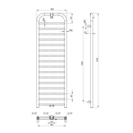 Calorifer de baie, scara, 157x50 cm, inox mat, Deante Silia [5]