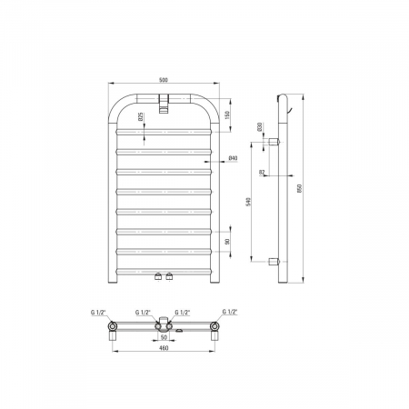 Calorifer de baie, scara, 85x50 cm, inox mat, Deante Silia [5]