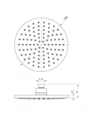 Palarie de dus rotunda, crom, 201 mm, Deante Boro [1]