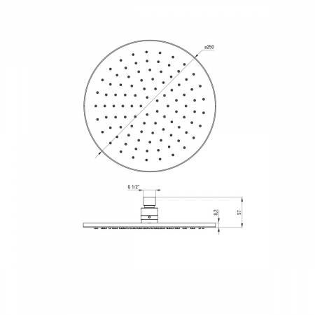 Palarie de dus rotunda, alb, 250 mm, Deante Cascada [1]