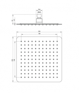 Palarie dus patrata Deante Floks, 250x250 mm, crom [1]