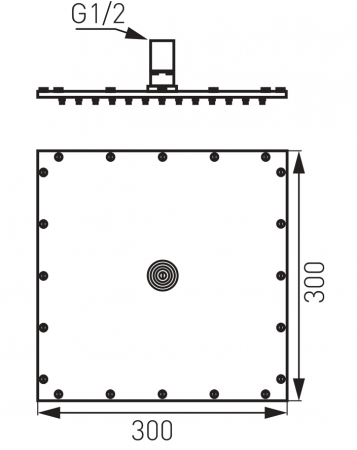 Cap de dus slim, patrat 300x300 mm, crom lucios, Inula FDesign [1]