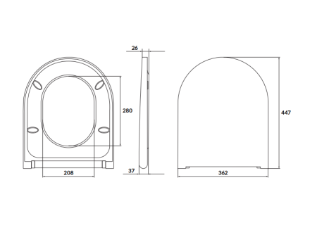 Capac vas wc oval, duroplast, Cersanit Larga [3]