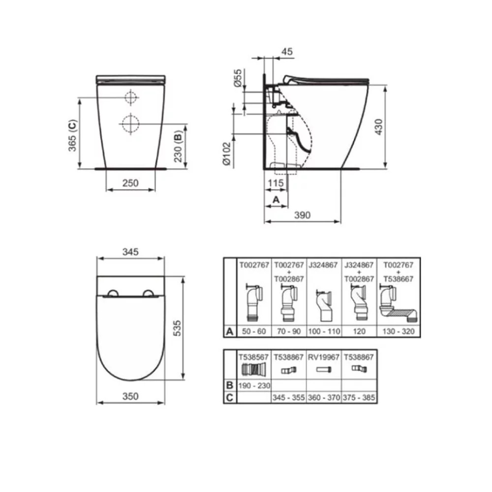 Capac pentru wc, 53.5x35 cm, alb, demontare rapida,  Ideal Standard I.life O [4]