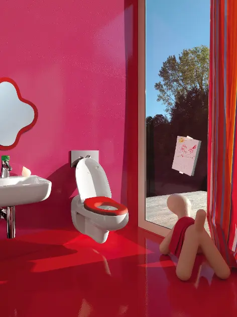 Capac wc pentru copii, softclose, alb/rosu, Laufen Florakids [1]