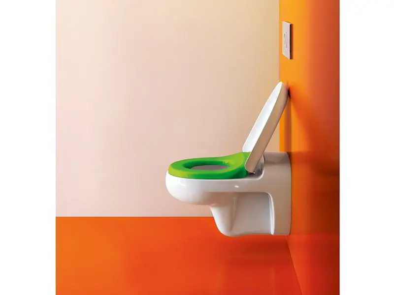 Capac wc pentru copii, softclose, alb/verde, Laufen Florakids [1]