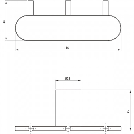 Cuier de baie auriu periat, cu 3 agatatori, fixari ascunse, Deante Round [1]
