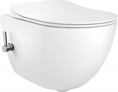 Vase WC - Vas wc cu functie de bideu incorporat si baterie, alb, Peonia Zero, Deante
