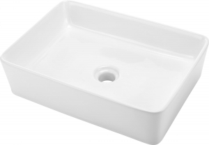 Baie - Lavoar pe blat alb lucios 50 cm, dreptunghiular, Deante Hiacynt