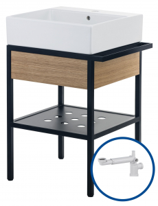 Mobilier baie - Lavoar baie pe blat si consola sustinere cu sertar, 500x500x140 mm, Deante, Temisto
