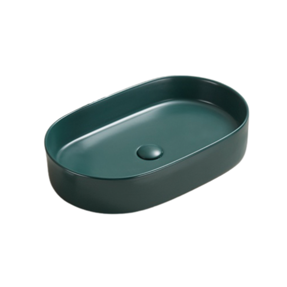 Chiuvete baie - Lavoar baie verde inchis mat montaj pe blat 60 cm, Adelais Foglia