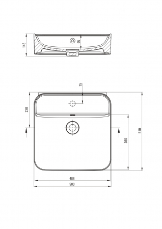 Lavoar baie suspendat alb 50 cm, dreptunghiular, Deante Hiacynt New [6]