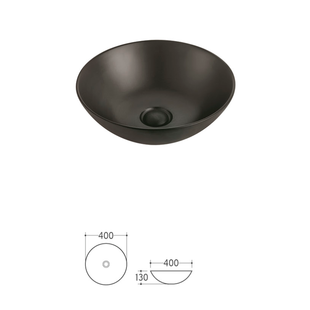 Lavoar pe blat negru mat 40 cm, rotund, Fluminia Sexy-Black [9]