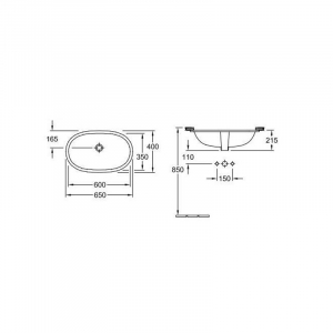 Lavoar baie incastrat alb lucios 65 cm, oval, Villeroy & Boch Novo [3]